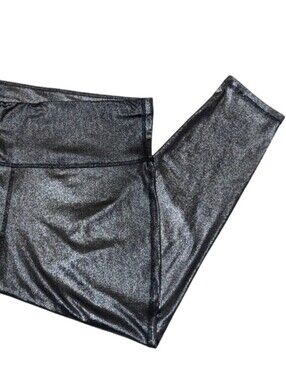 Xersion | Black Metallic Stretch Leggings | Capri | Yoga | Gym | Athleisure |